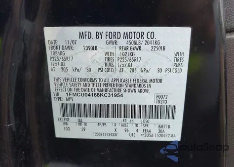2008 Ford Escape Limited z USA, uszkodzony, nr VIN 1FMCU04168KC31954